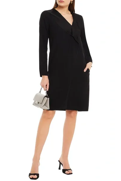 Piazza Sempione Draped Satin-crepe Dress In Black