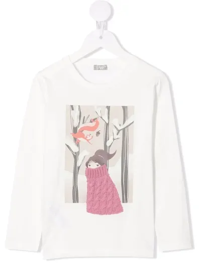 Il Gufo Kids' Tshirt In Cotton With Print In White