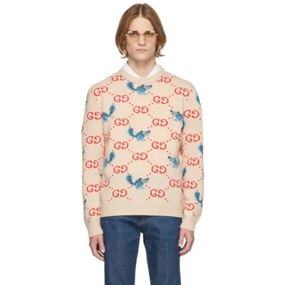 Gucci Off-white Freya Hartas Edition Gg Animal Sweater