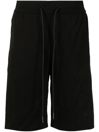 Iceberg Drawstring-waist Track Shorts In Schwarz