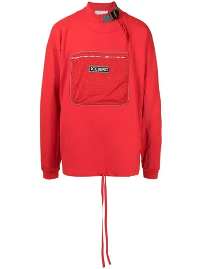 Iceberg Logo-patch Cotton Sweatshirt In Rot