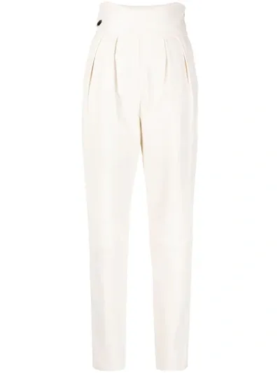 Philipp Plein High-waisted Leather Trousers In Nude