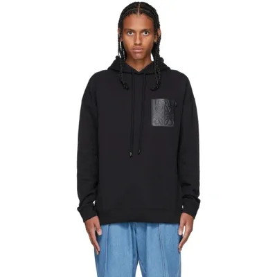 Loewe Anagram-patch Cotton-jersey Hooded Sweatshirt In Black