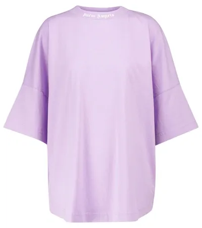 Palm Angels Classic Oversized Logo T-shirt In Lilac White