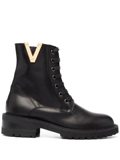 Via Roma 15 Embellished Lace-up Combat Boots In Black