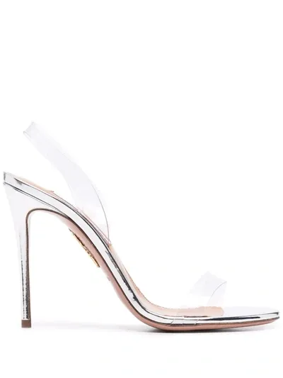 Aquazzura So Nude 105 Pvc Slingback Sandals In Silver