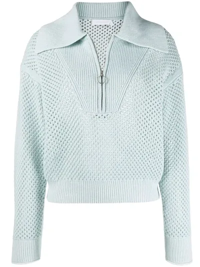 Jonathan Simkhai Open-knit Cotton-blend Sweater In Sky Blue