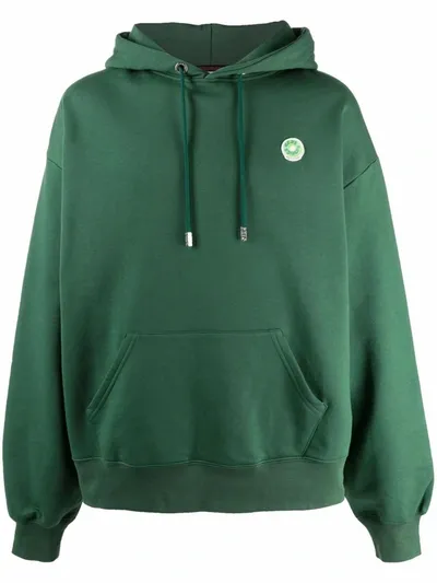 Gcds Donut Logo Drawstring Hoodie In Green