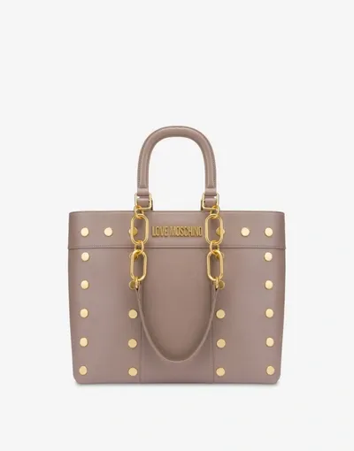 Love Moschino Studded Top Handle Chain Tote In Black