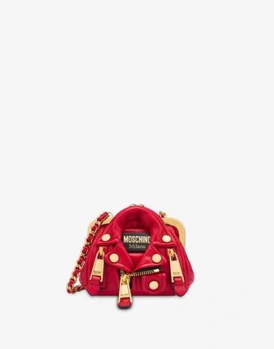 Moschino Calfskin Micro Bag In Yellow