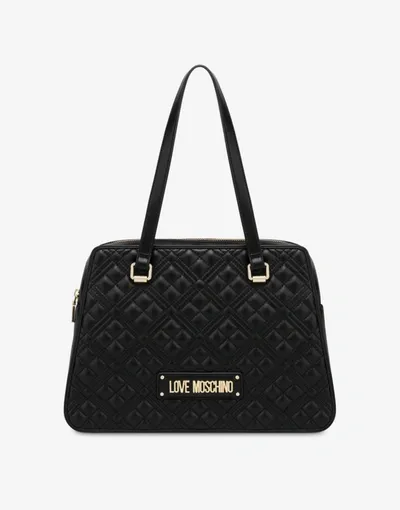 Love Moschino Shiny Quilted Shopper In Black