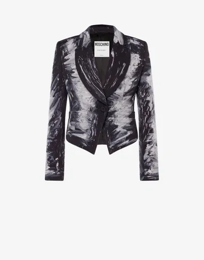 Moschino Painting Wool Satin Jacket In Black