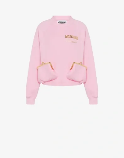 Moschino Purse Pockets Cotton Sweatshirt In Pink