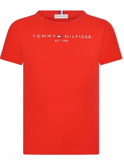 Tommy Hilfiger Junior Teen Logo-print Organic Cotton T-shirt In Red