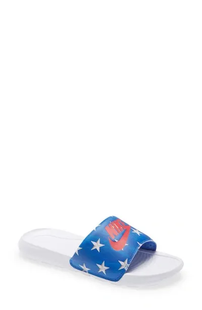 Nike Victori One Star-print Slides In Game Royal,summit White,university Red