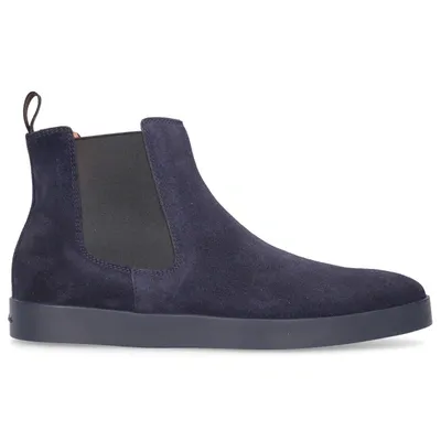 Santoni Chelsea Boots 17833 Suede In Blue