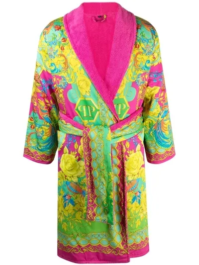 Philipp Plein New Baroque Bathrobe In Yellow