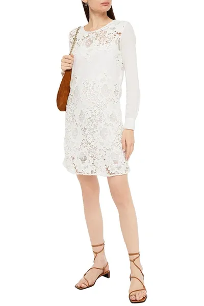 See By Chloé Crocheted Cotton Lace Mini Dress In White