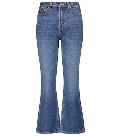 Ganni High-rise Kick-flare Jeans In Blue