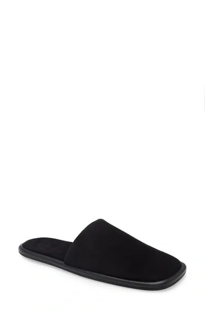 Khaite Monaco Suede Flat Mule Slippers In Black