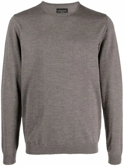 Roberto Collina Crew-neck Merino Jumper In Brown