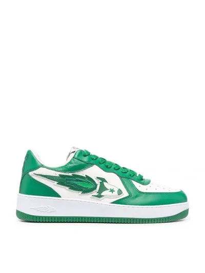 Enterprise Japan White And Green Rocket Leather Sneakers