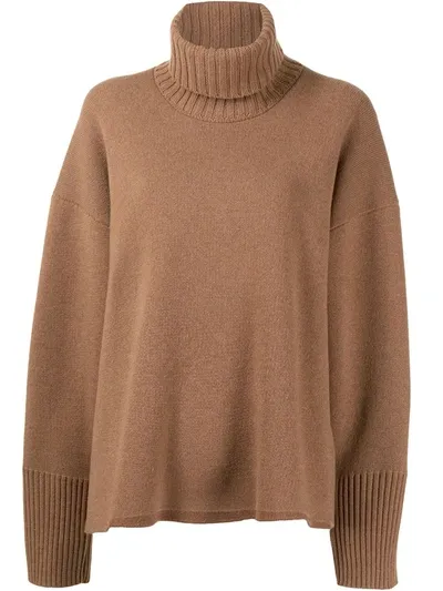 Proenza Schouler Roll-neck Drop-shoulder Jumper In Braun