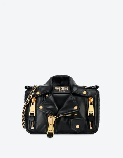 Moschino Nappa Biker Bag In Yellow