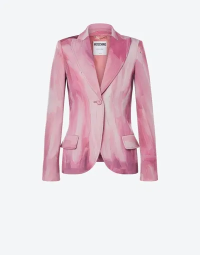 Moschino Painting Wool Satin Jacket In Pink