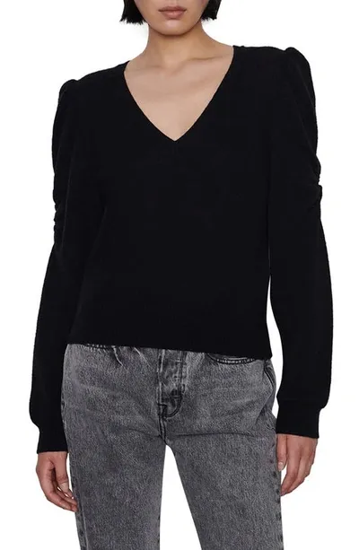 Frame Frankie Puff Sleeve Cashmere Sweater In Noir