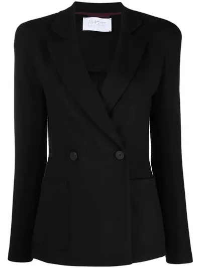 Harris Wharf London Double-breasted Virgin Wool Blazer In Black