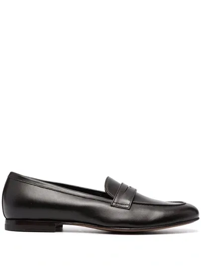 Scarosso Valeria Leather Penny Loafers In Black