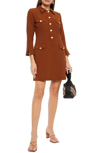 Bytimo Crepe Mini Shirt Dress In Brown