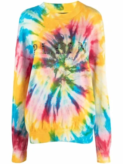 Philipp Plein Tie-dye Print Cotton-blend Sweatshirt In Multi