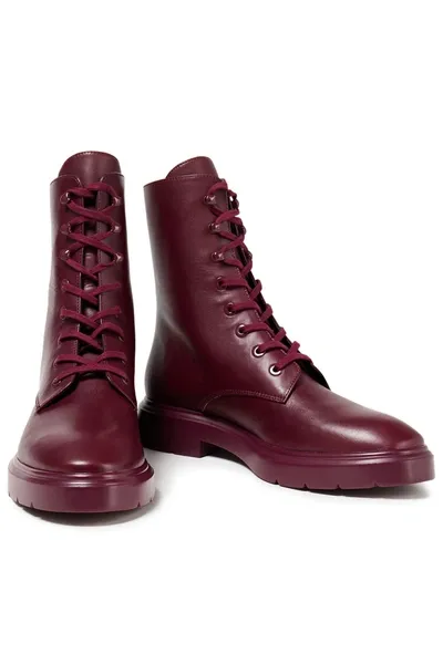 Stuart Weitzman Mckenzee Leather Combat Boots In Burgundy