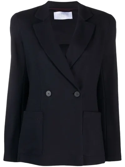 Harris Wharf London Double-breasted Virgin Wool Blazer In Black  