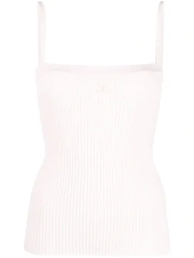 Courrèges Logo Rib-knit Camisole Top In Rosa