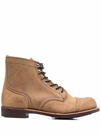 Red Wing Shoes Iron Ranger Roughout Suede Boots In Marrone Chiaro