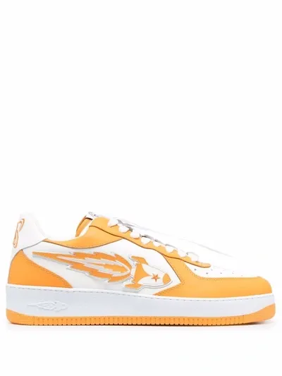 Enterprise Japan Rocket Low Leather Sneakers With Logo In Orange