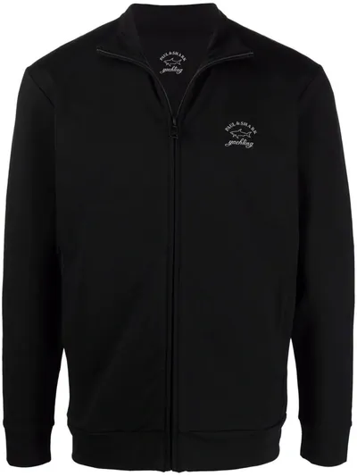 Paul & Shark Logo-print Zip-up Sweatshirt In Black