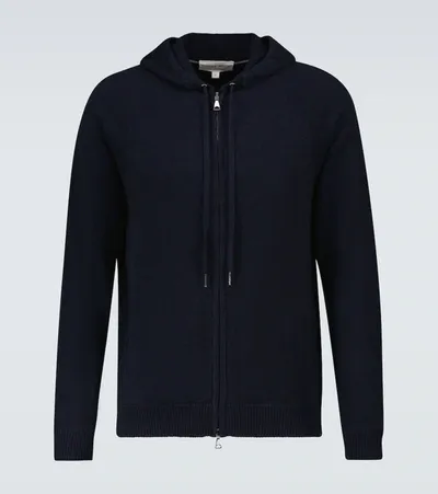 Derek Rose Finley 2 Zipped Cashmere Sweater In Blue