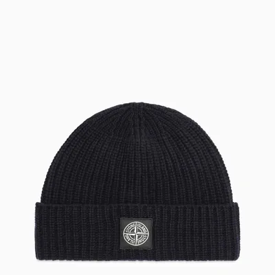 Stone Island Blue Ribbed Beanie