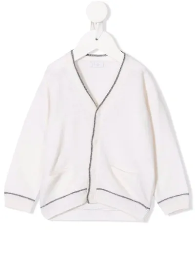 Il Gufo Babies' Contrasting-trim Cardigan In 中性色