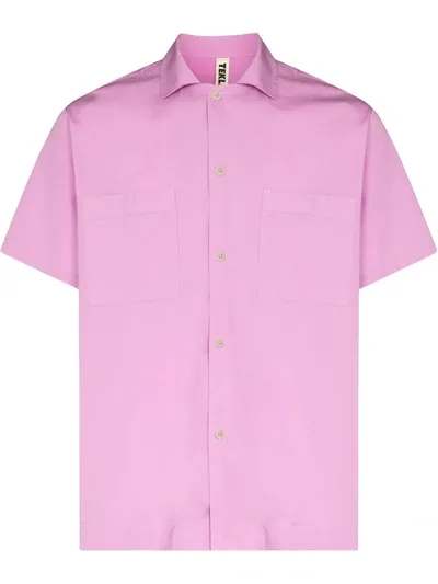 Tekla Short-sleeve Organic Cotton Pajama Shirt In Purple