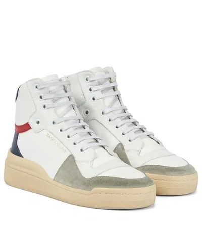 Saint Laurent Sl24 Panelled Leather Hi-top Sneakers In Pattern