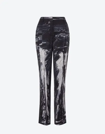 Moschino Painting Wool Satin Trousers In Black