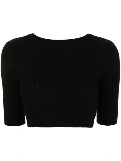 Cashmere In Love Liza Scoop-back Cropped Top In Schwarz