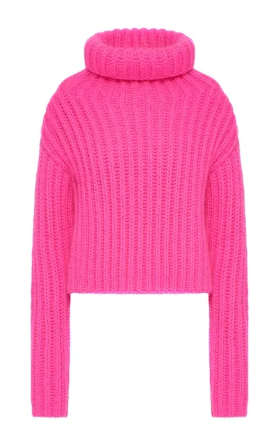 Red Valentino Women's Ribbed-knit Turtleneck Sweater In Pink