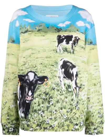 Moschino Farm Print Sweatshirt In Grün