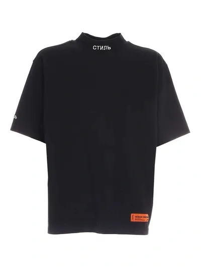 Heron Preston Black Logo-embroidery Crewneck T-shirt